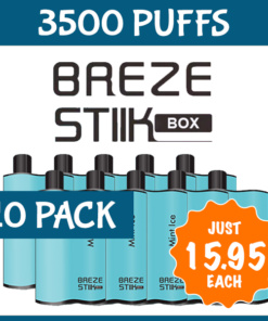 10 PACK MINT ICE – BREZE STIIK BOX – 3500 PUFFS
